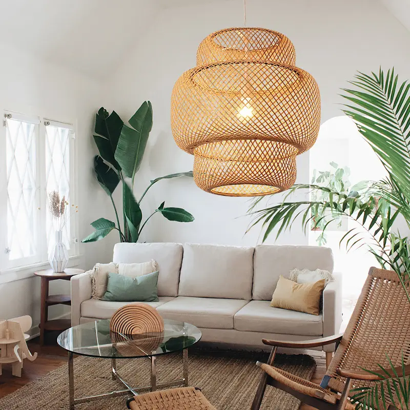 Nordic Bamboo Weaving B&B Inn Art Chandelier