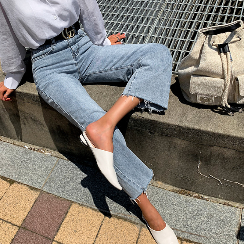 Blue Student Denim Wide-Leg Pants