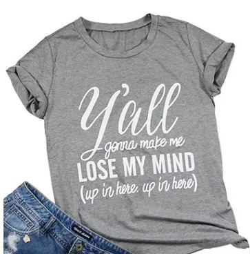 T shirt Men And Women Letters European And American Street Short Sleeves Grey - Shop at LoveMi
