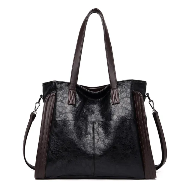Soft Leather Handbag Stylish Versatile Atmosphere Cross body Bag Black - Shop at LoveMi