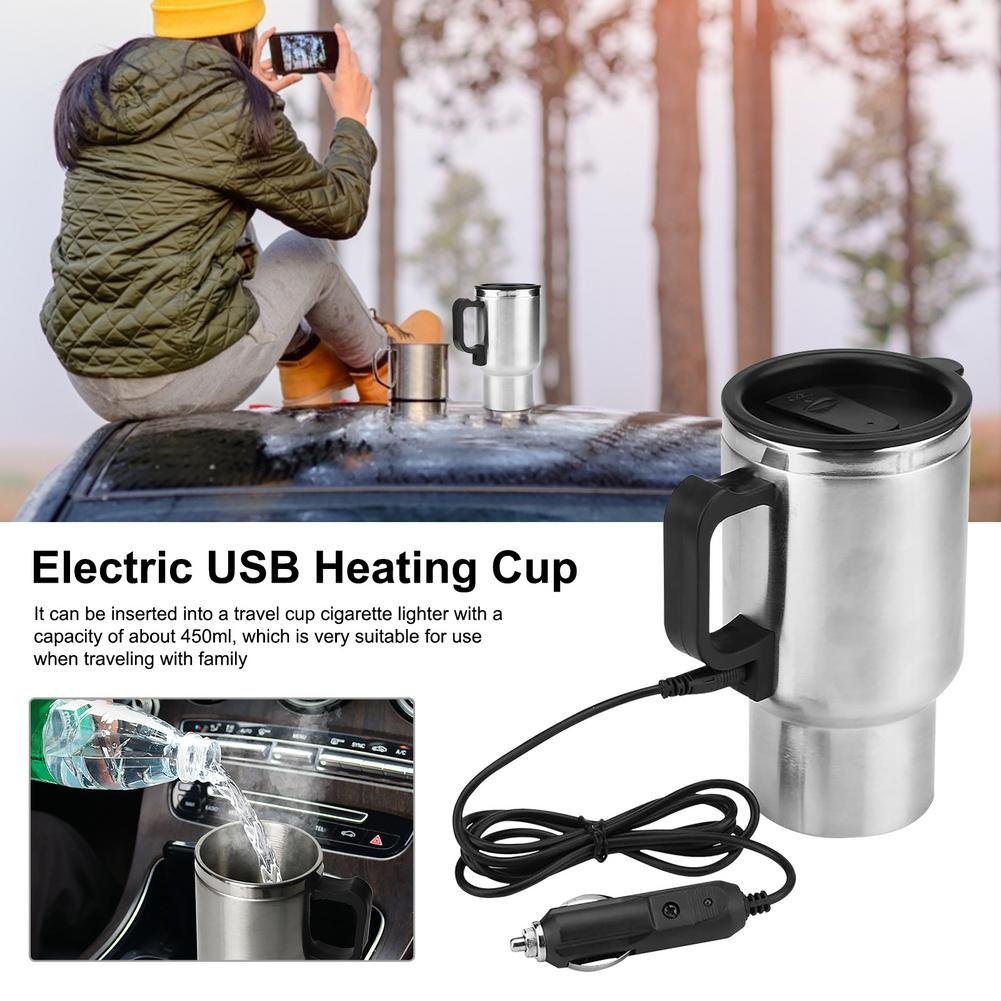 Stainless Steel Vehicle Heating Cup Electric Car Kettle Camping