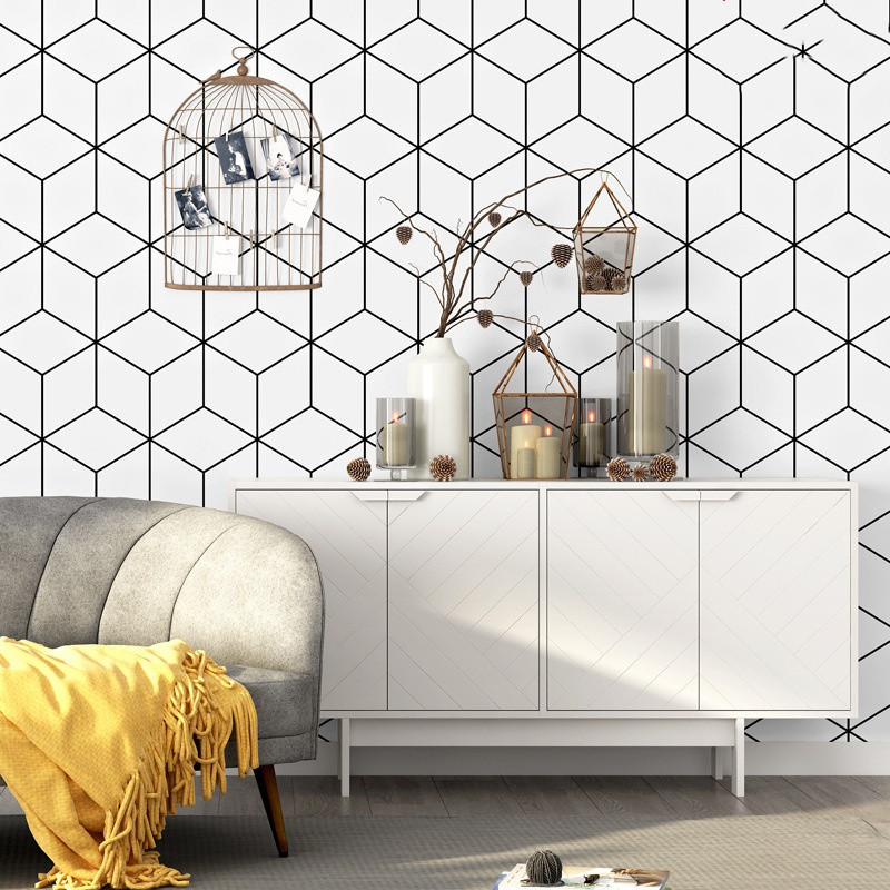 Mid Century Modern Minimalist Net Wallpaper TV Background Nordic Style Wallpaper