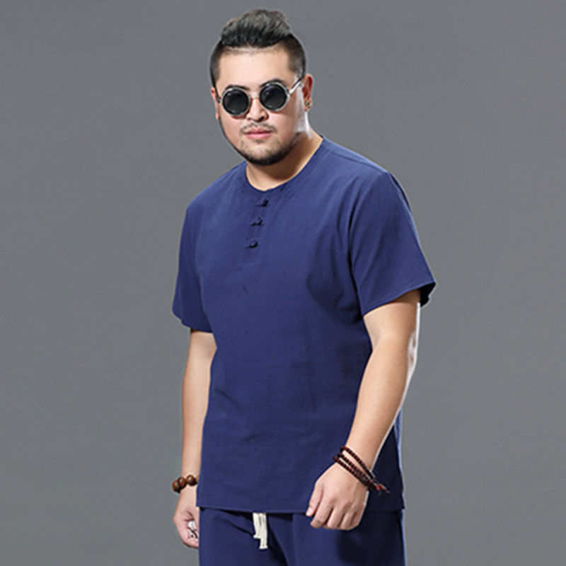 Imita Tion Cotton And Linen T-Shirt Loose Short Sleeves Large Size Loose Imita Tion Linen