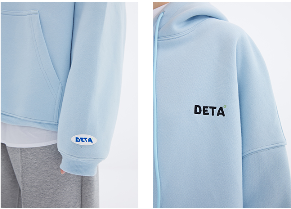 Embroidered Logo And Velvet Hooded Loose Pullover Sweater