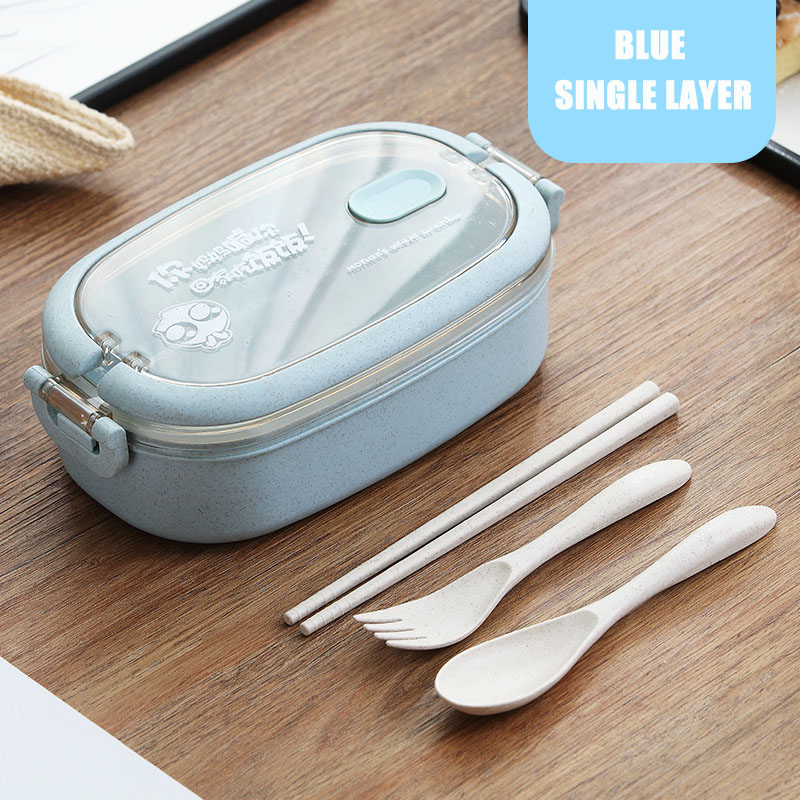Wheat Straw Double - decker Lunch Box For Single Bento For Office Workers
