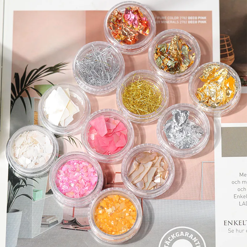 Nail Art Accessories Shell Gold Foil Silver Color Tin