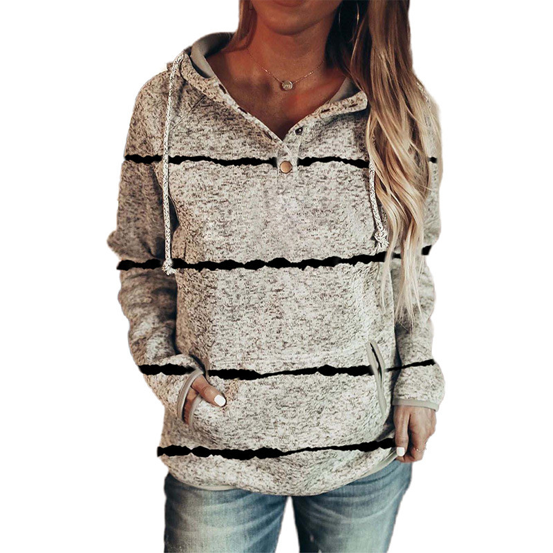 Title 1, Long Sleeve Fashion Striped Hooded Sweater Women