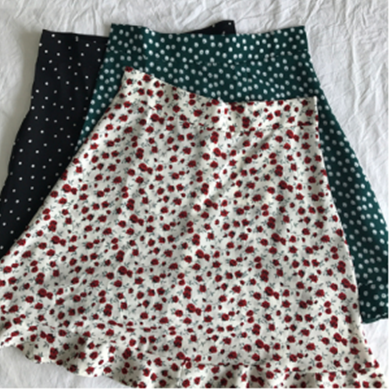 Floral Skirt Female A-line Skirt Holiday Style High Waist