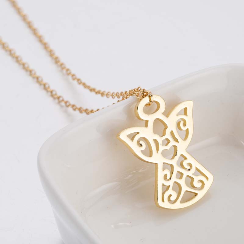 Stainless Steel Guardian Little Angel Pendant Necklace