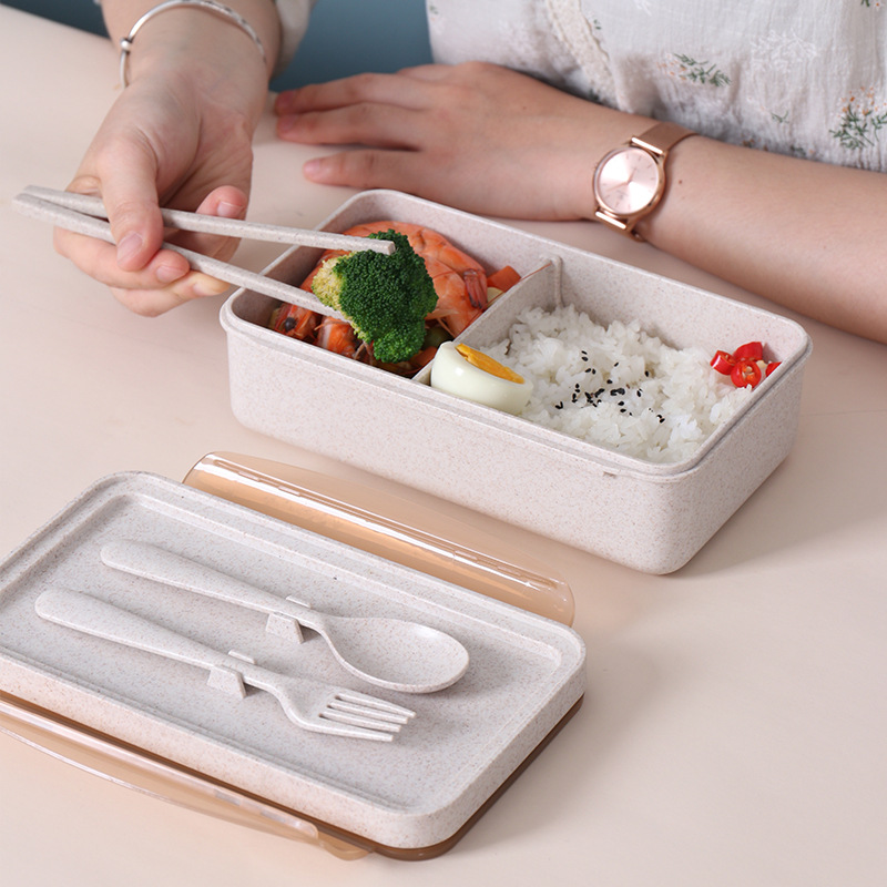 Squared Box With Wheat Colored Fork And Spoon Chopsticks