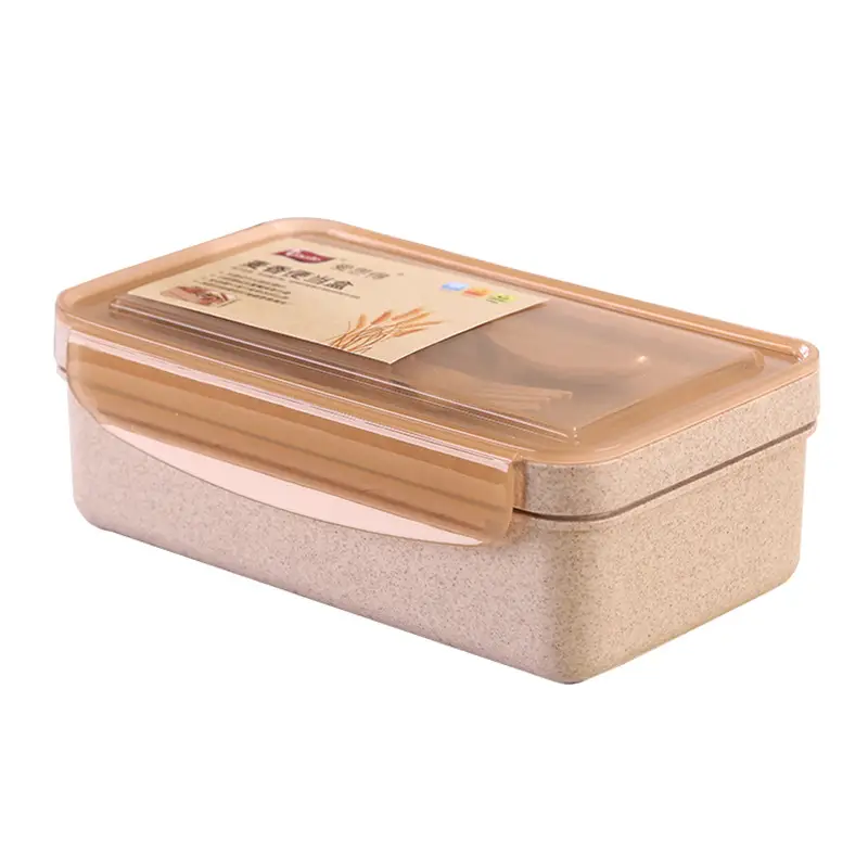 Squared Box With Wheat Colored Fork And Spoon Chopsticks