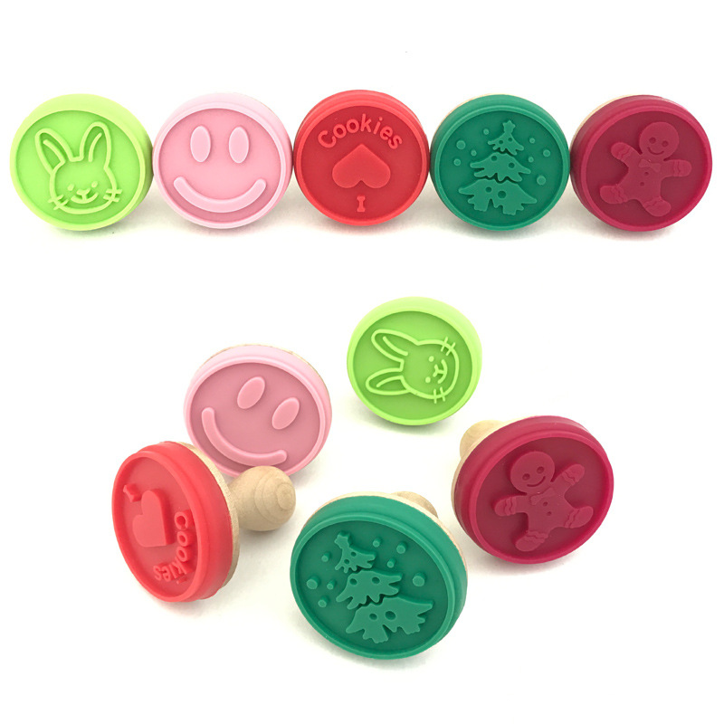 Silicone Biscuit Stamp With Wooden Handle