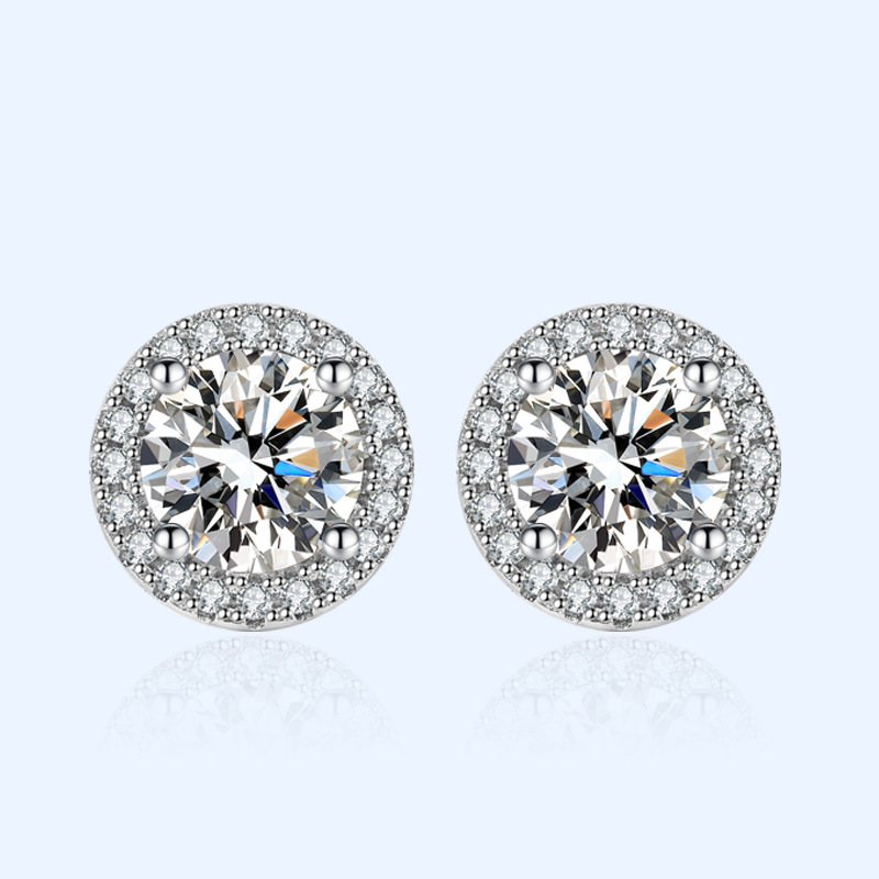 S925 Silver Needle Earrings Female New Round Bag Earrings
