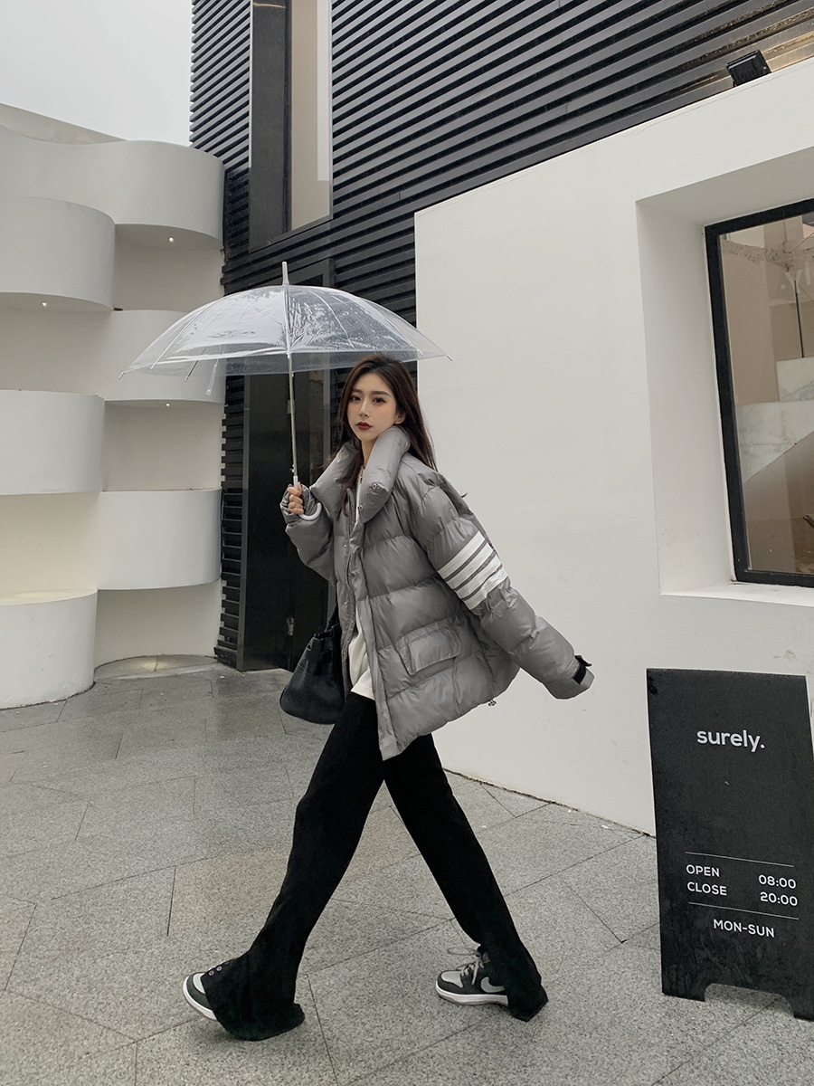 New Stand-Up Collar Short Bread Coat Loose Thick Coatt