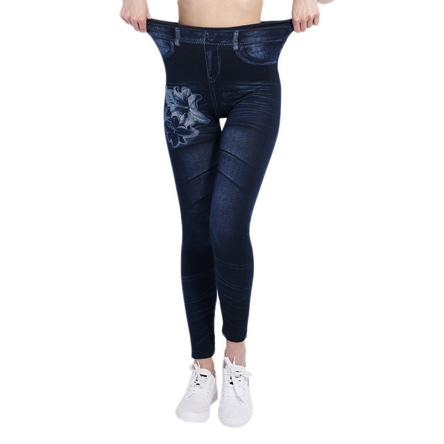 Lily Print Imitation Denim Leggings