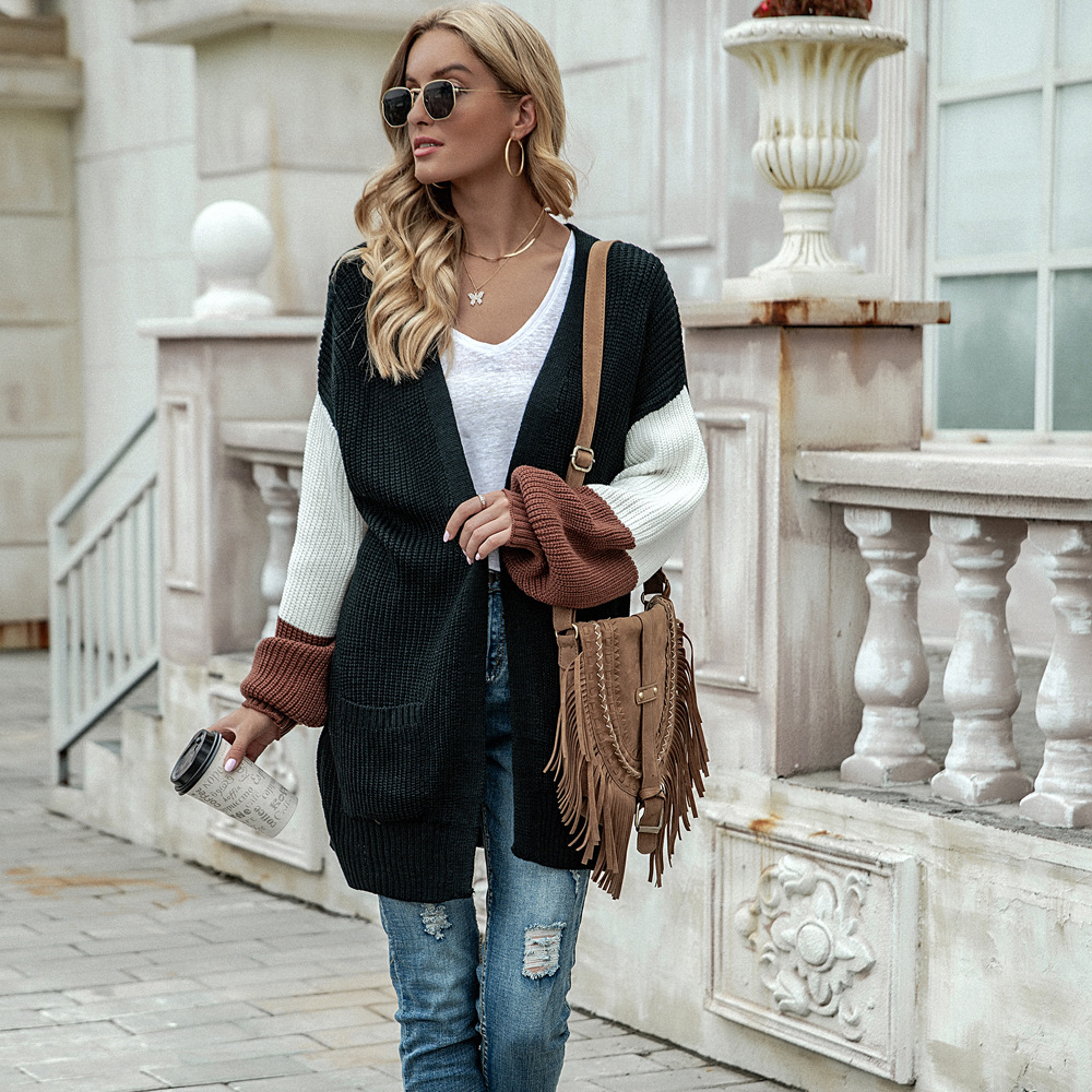 Stitching Fashion Personality Sweater Cardigan