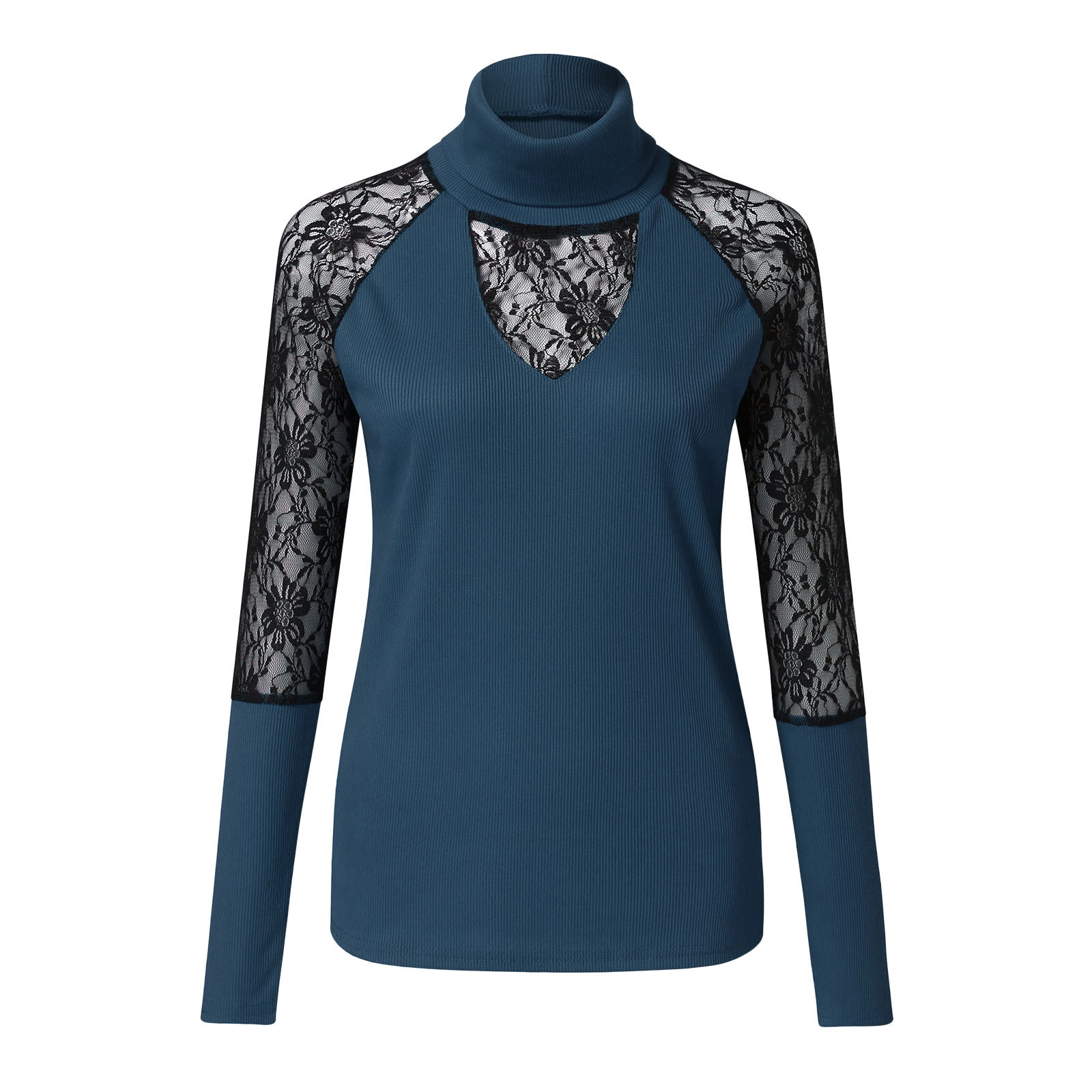 Title 5, Long Sleeve Lace Patchwork Slim Top