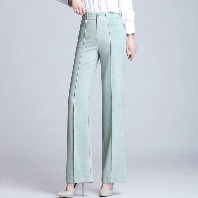 Pure Color Casual Spring Suit Straight-Leg Pants