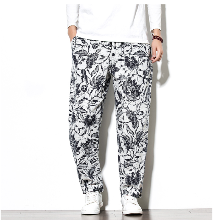 New Casual Trousers Men's Youth Loose Version Cotton And Linen Men's Clothing