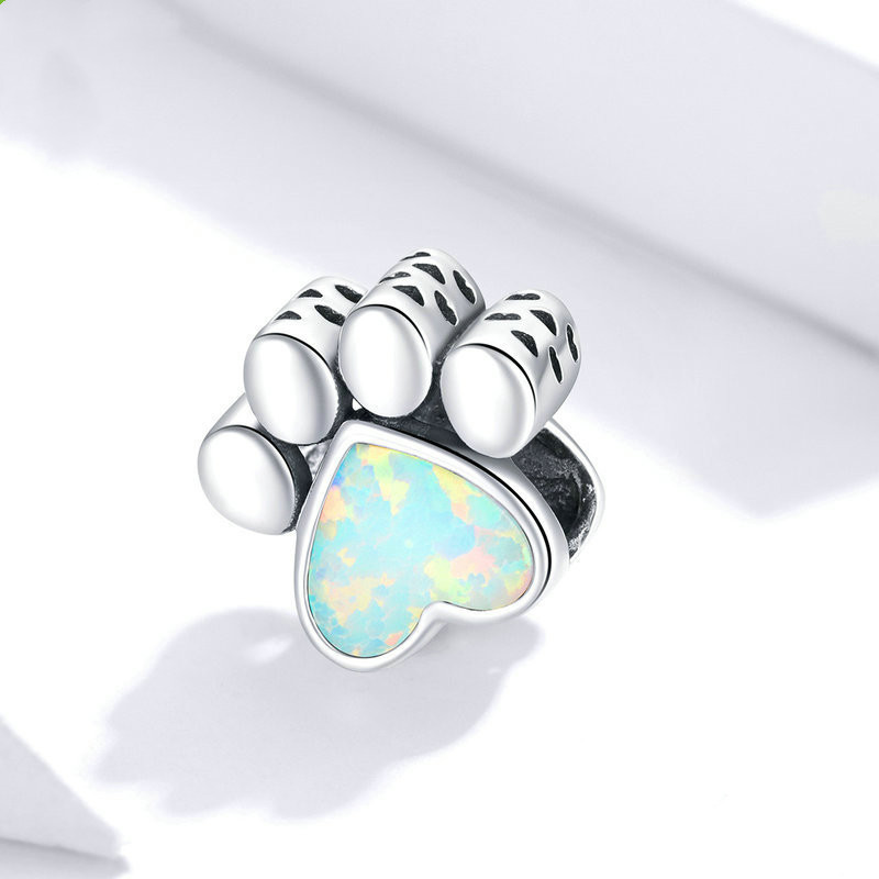 Cute Dog Paw Beads Cute Animal Paw Print Opal DIY Charm