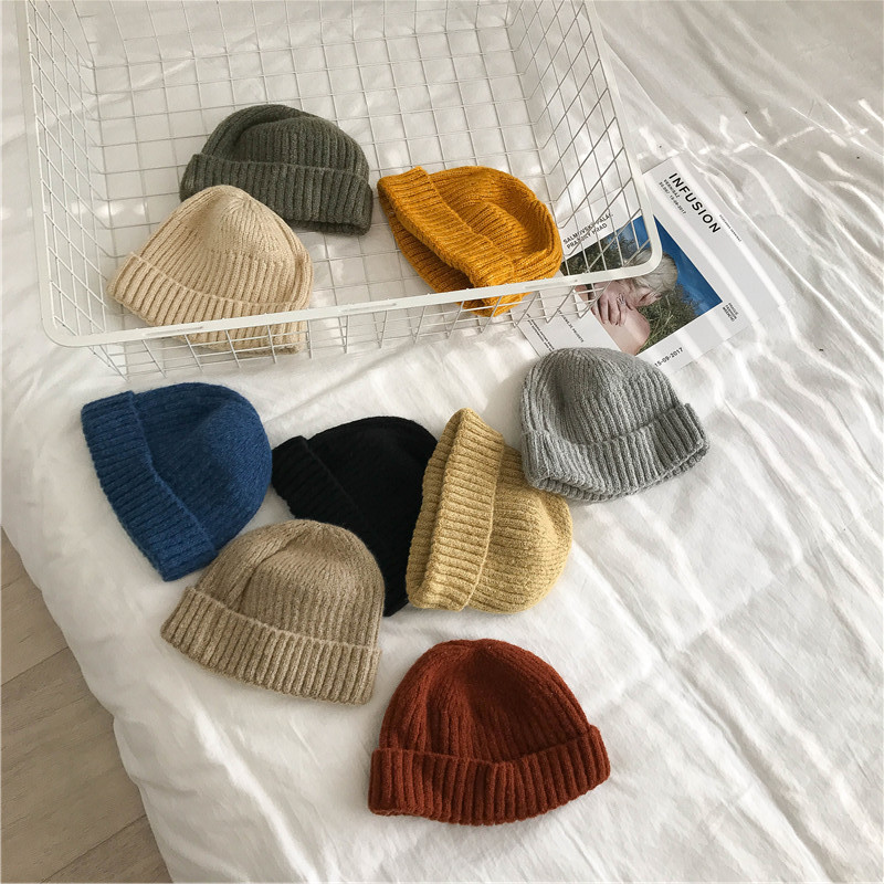 Short Dome Melon Skin Warm Woolen Hat