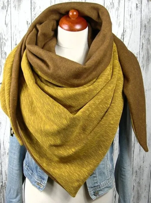 Casual Solid Color Thick Warmth Shawl Scarf Trend Ladies Scarf Yellow - Shop at LoveMi