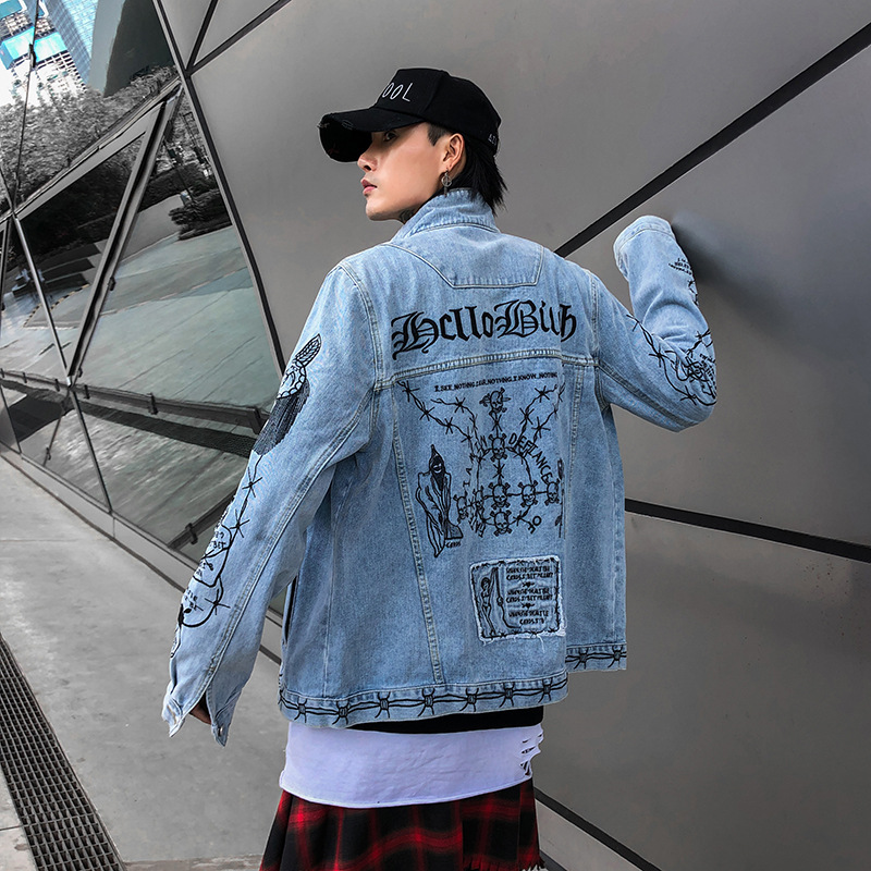 Title 5, Moda Hip-Hop Ceket Erkek Baskı BF Denim