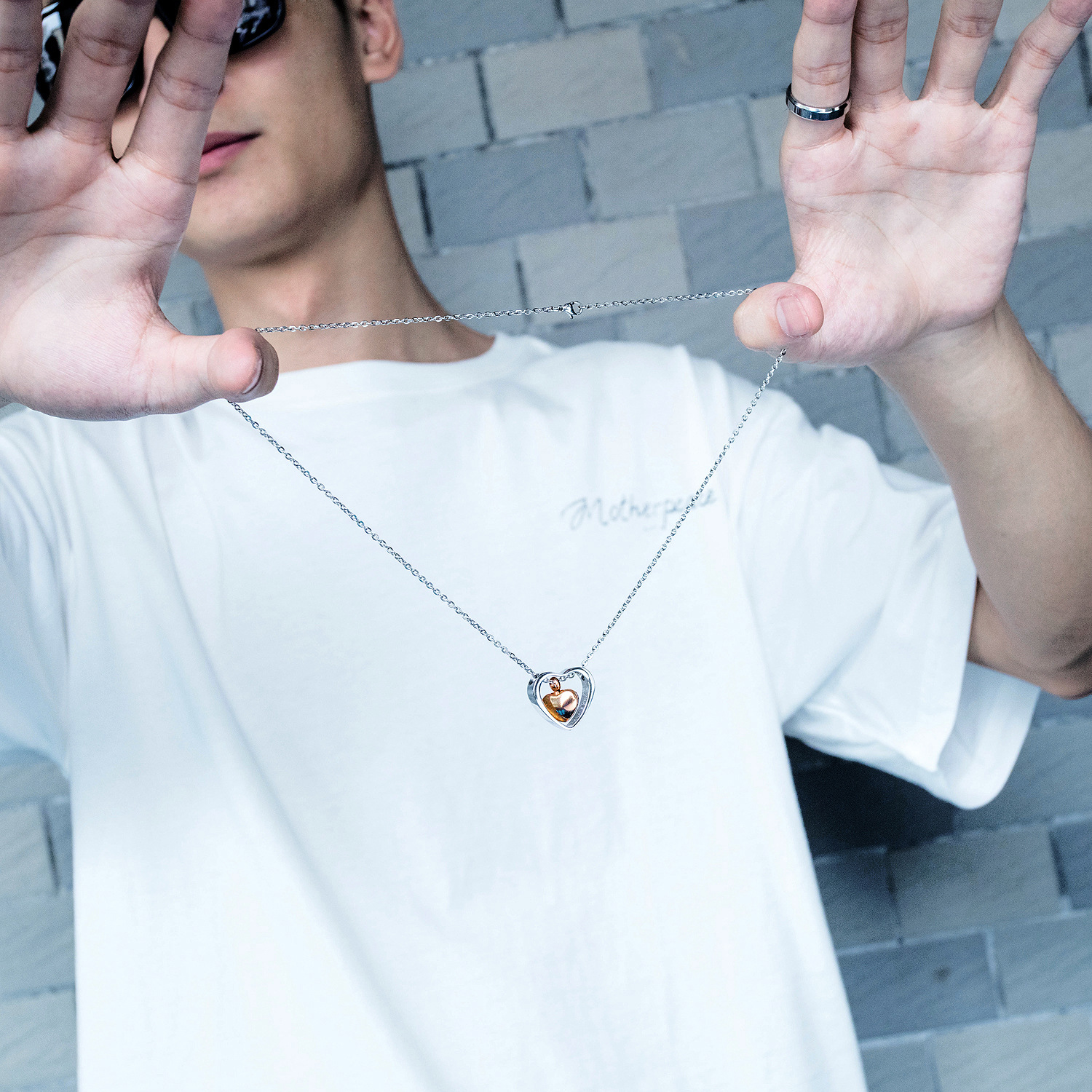 Fashion Double Love Stainless Steel Necklace Personality