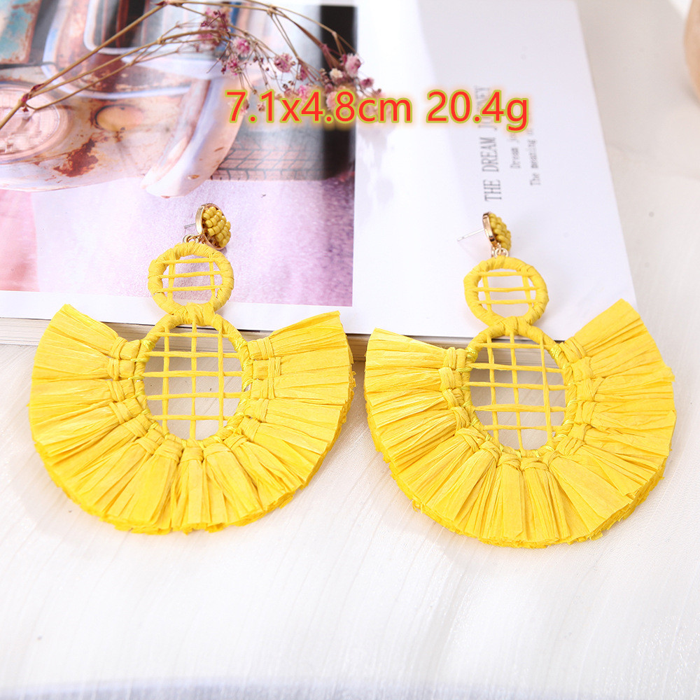 Women's European and American Leaf Shaped Rice Beads Bohemian Earrings