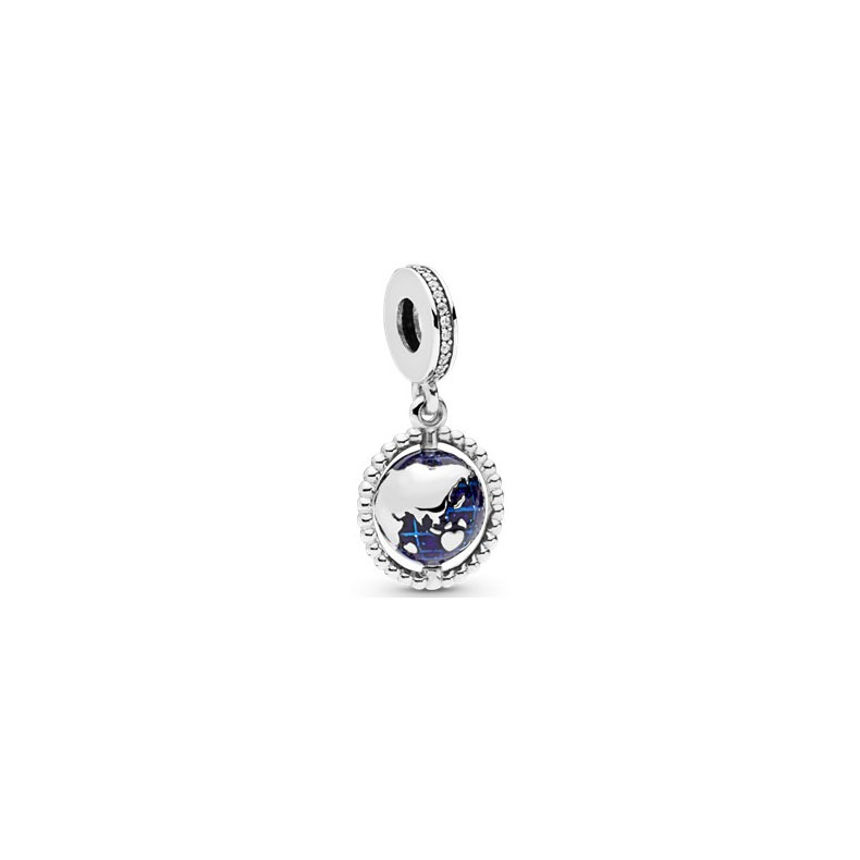 Sterling Silver Big Hole Bead Blue Hot Air Balloon Airplane Pendant Telescope