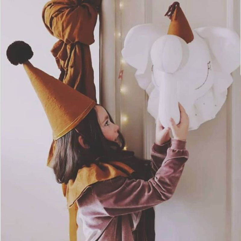 Creativity Plush Elephant Head Wall Ornament