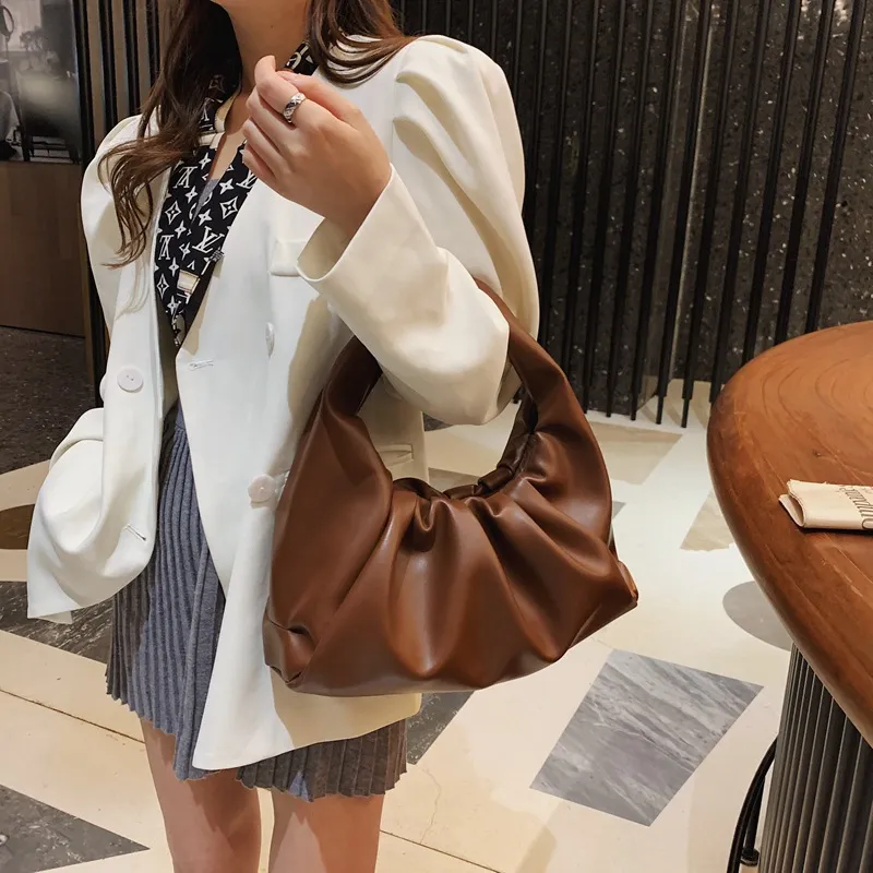 Folded Large Capacity Cloud Bag Female Bag - Coffee