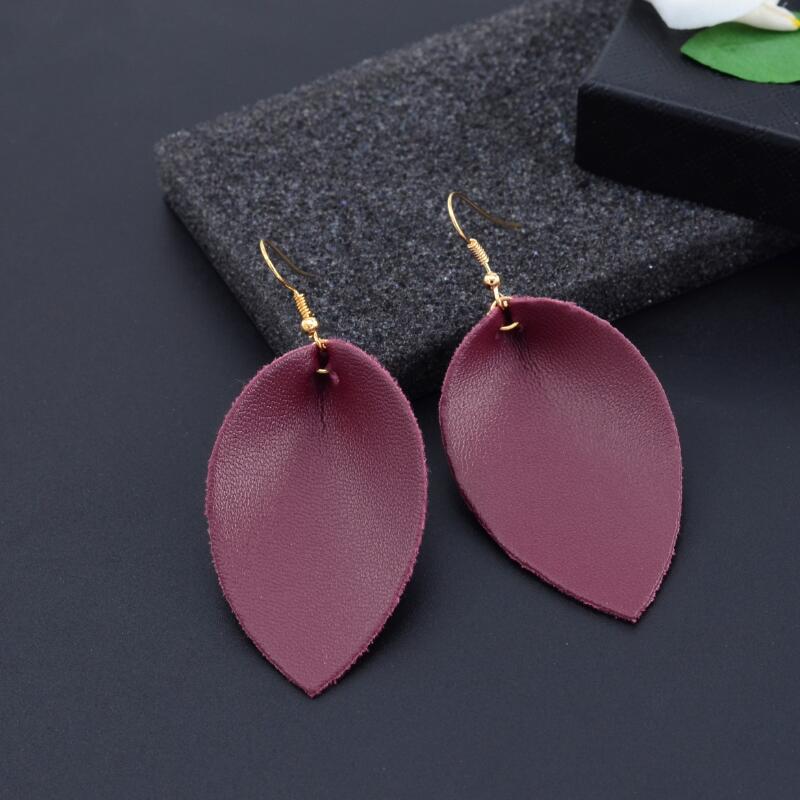 New Style Earrings European And American Simple First Layer Cowhide Earrings Simple