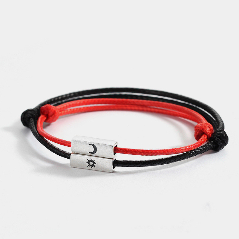 A Pair Of Hand-woven Sun And Moon Love Couple Bracelets