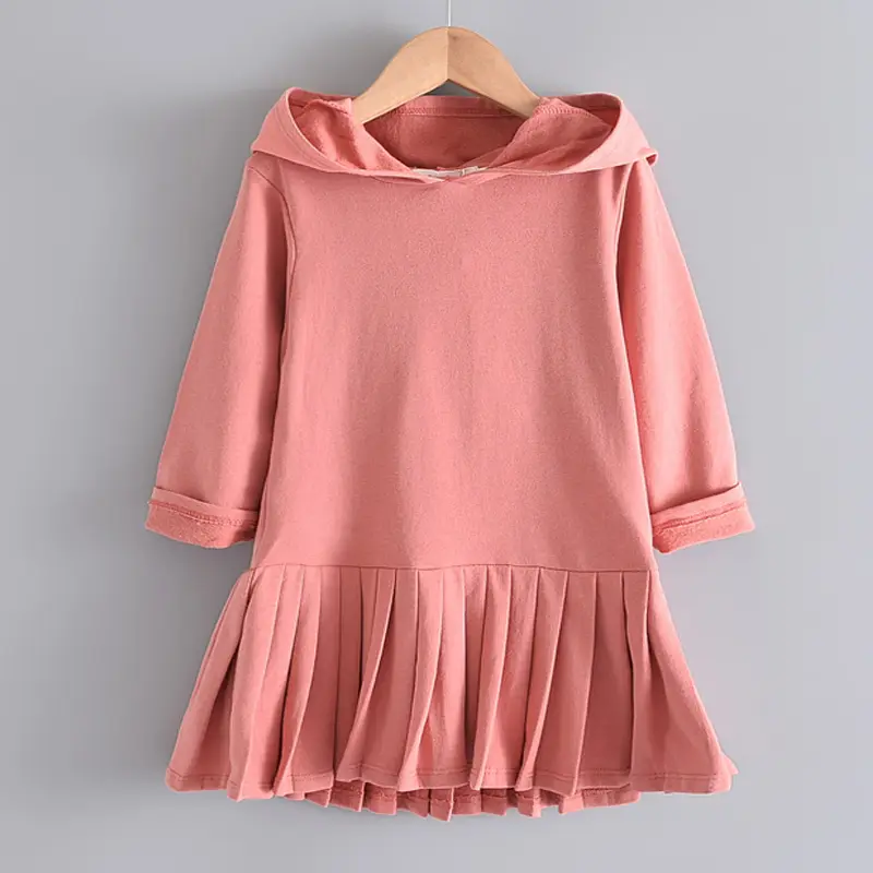 Casual Long Sleeve Dress With Pleated Skirt