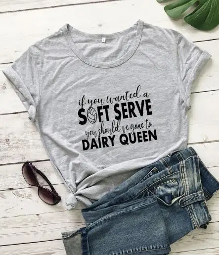 T shirt If You Wanted A Soft Serve Men's and Women's Letter Short Sleeve Grey - Shop at LoveMi