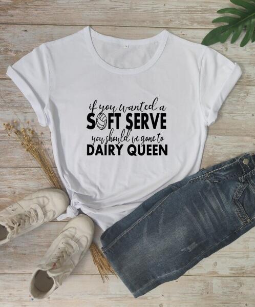 T shirt If You Wanted A Soft Serve Men's and Women's Letter Short Sleeve White - Shop at LoveMi