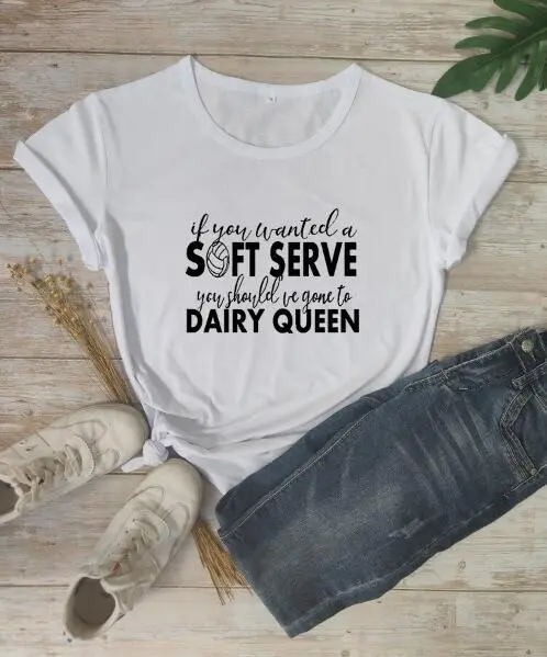 T shirt If You Wanted A Soft Serve Men's and Women's Letter Short Sleeve White - Shop at LoveMi