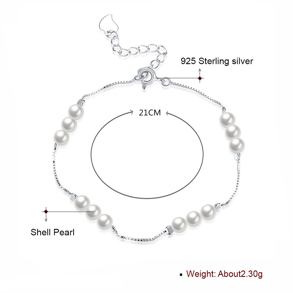 Sterling Silver Pearl Bracelet Female Ins