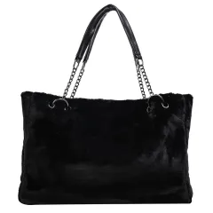 Plush Handbags Handbags Europe And America - Black - View 1