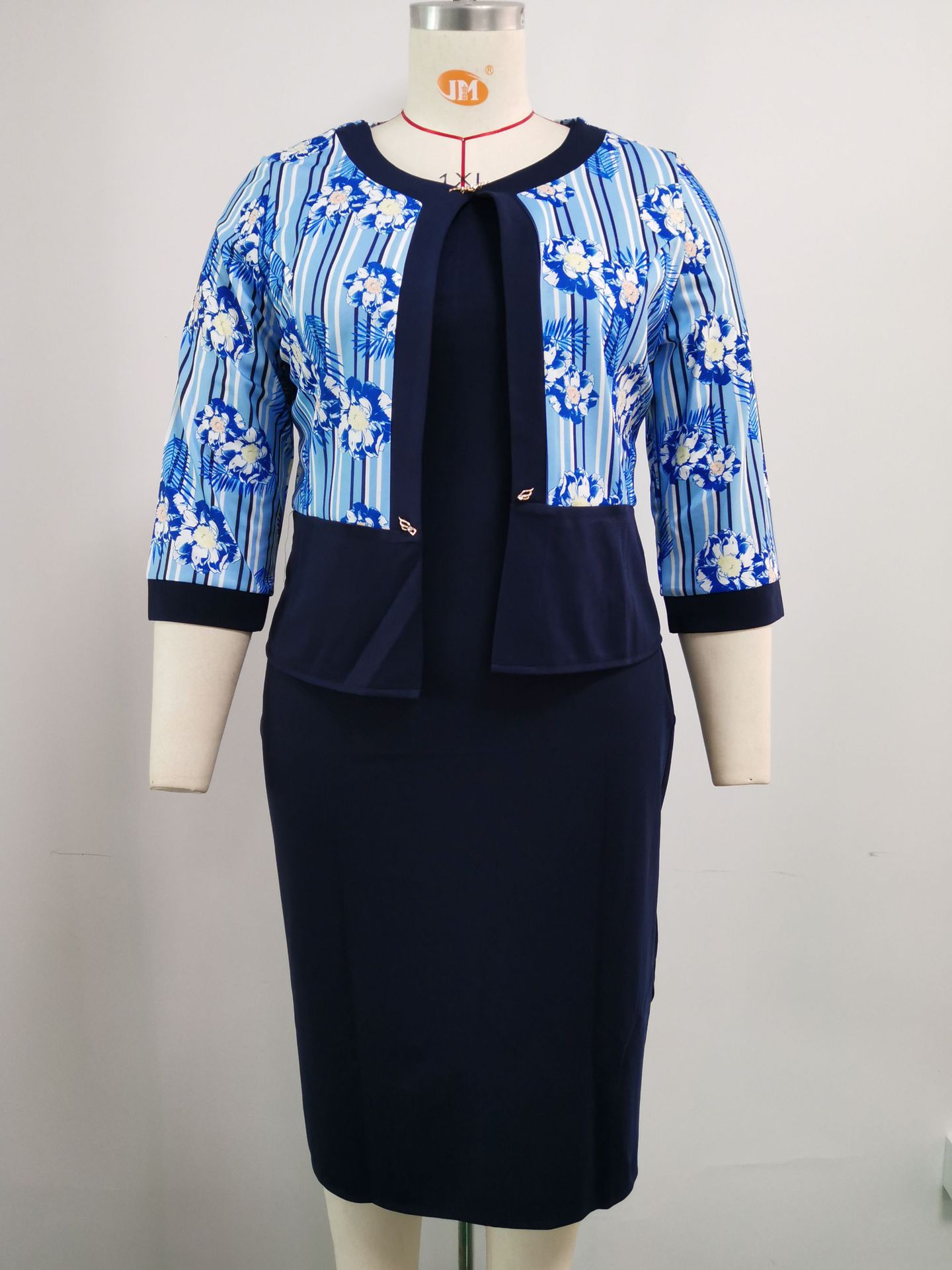 African Plus Size Women's Clothing Two-piece Mother's Wear Jacket Printed Dress Suit