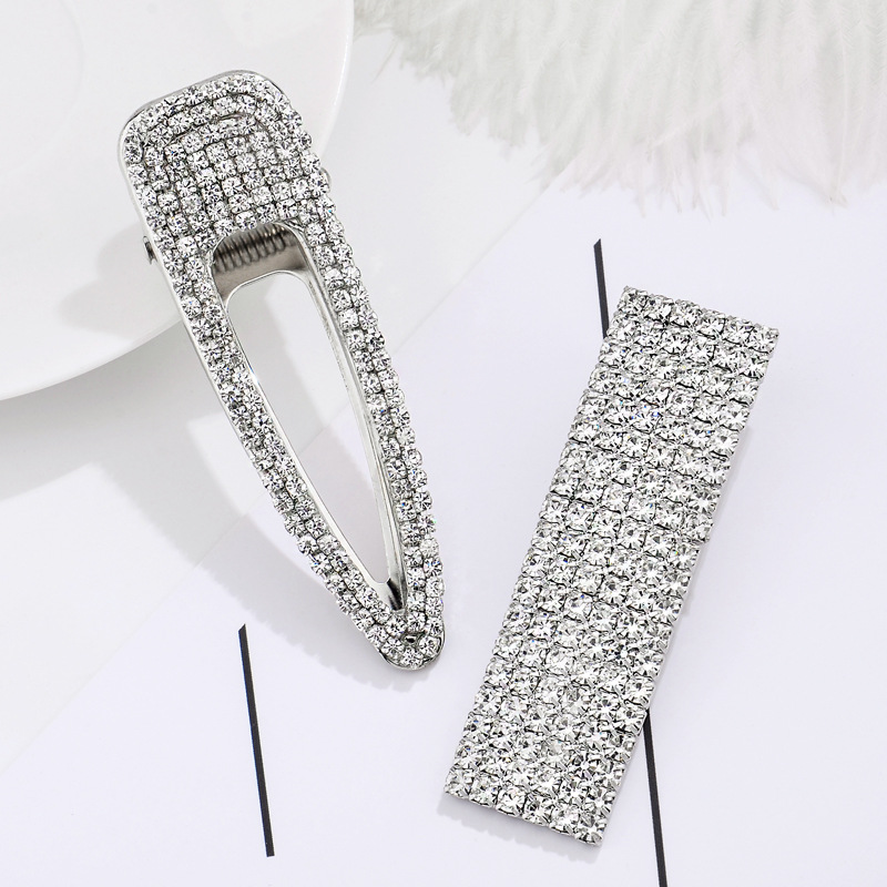 Full Rhinestone Hairpin Super Flash Rhinestone Large Water Drop Bangs Clip