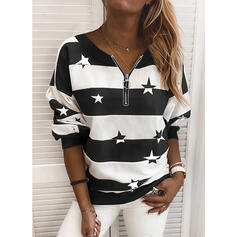 Round Neck Zipper Long Sleeve Sweatshirt Casual Sweater