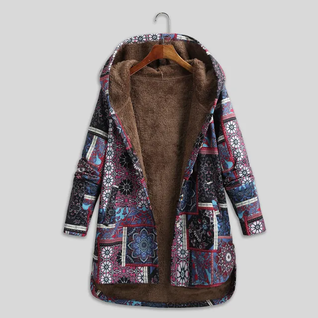 Retro Ethnic Floral Print Plus Size Cotton Jacket Floral - Shop at LoveMi