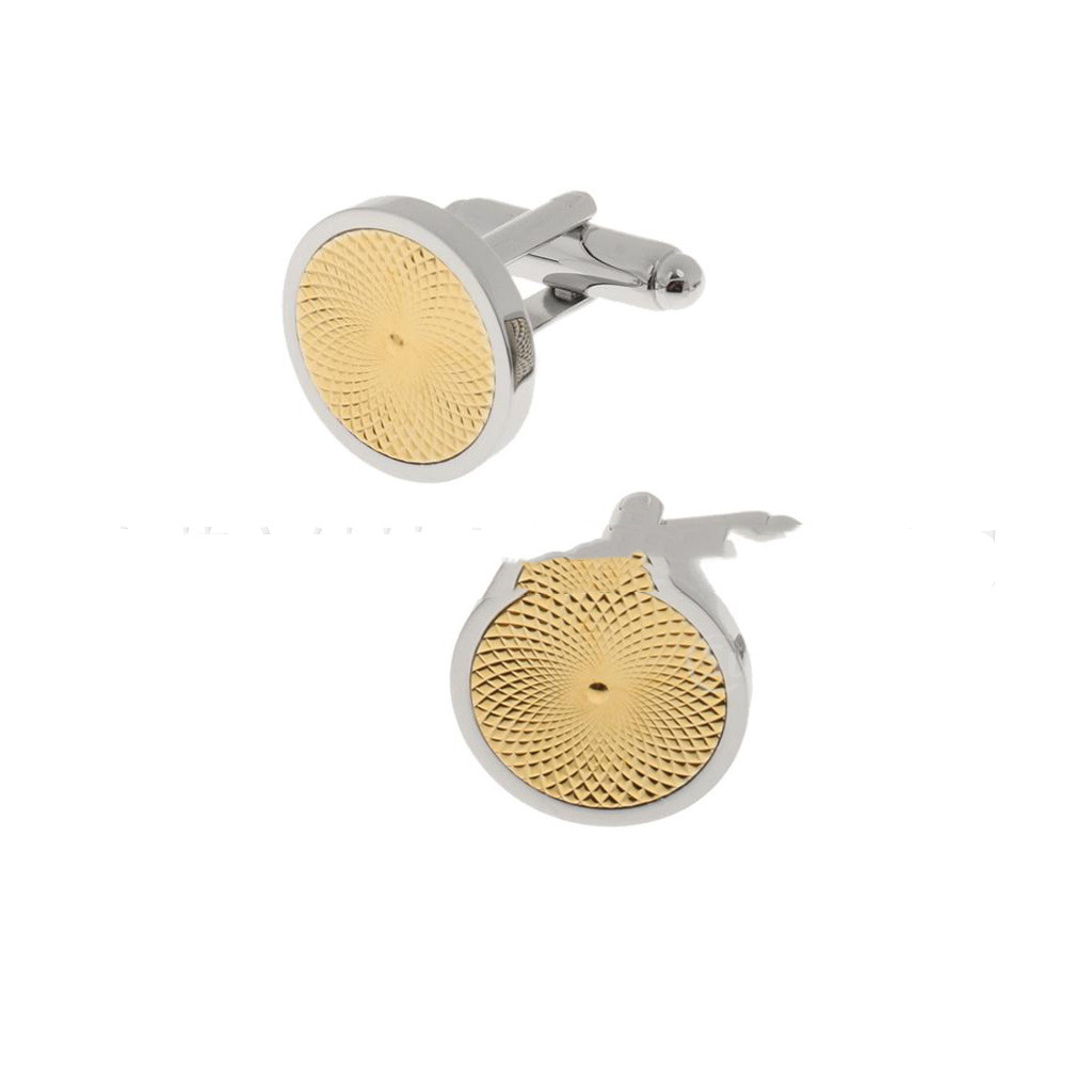 Title 1, Round Golden Pattern Two-color Cufflinks Machin...