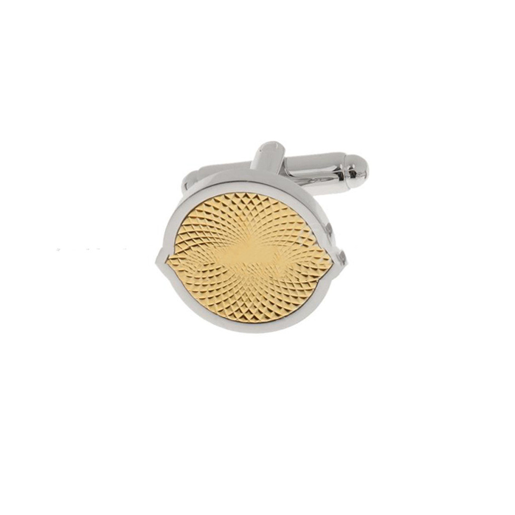 Title 3, Round Golden Pattern Two-color Cufflinks Machin...