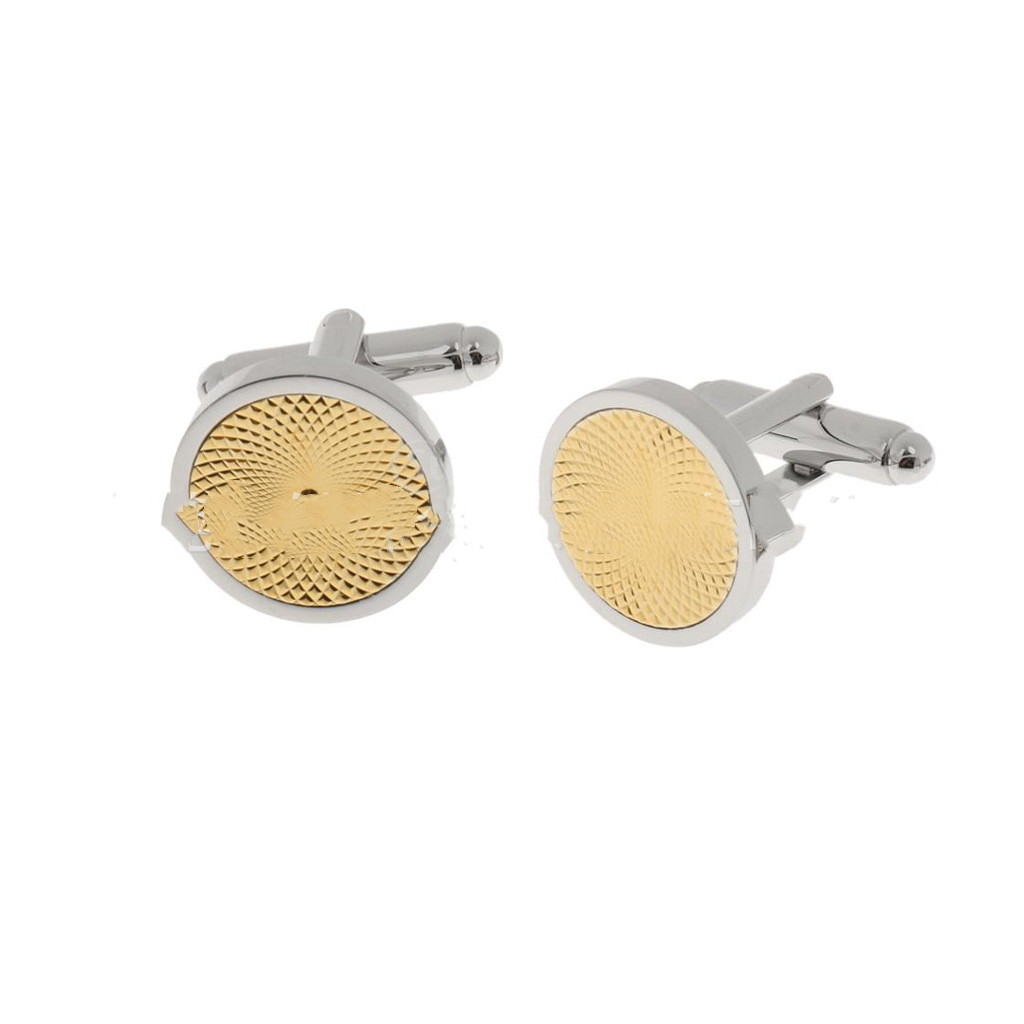 Title 4, Round Golden Pattern Two-color Cufflinks Machin...