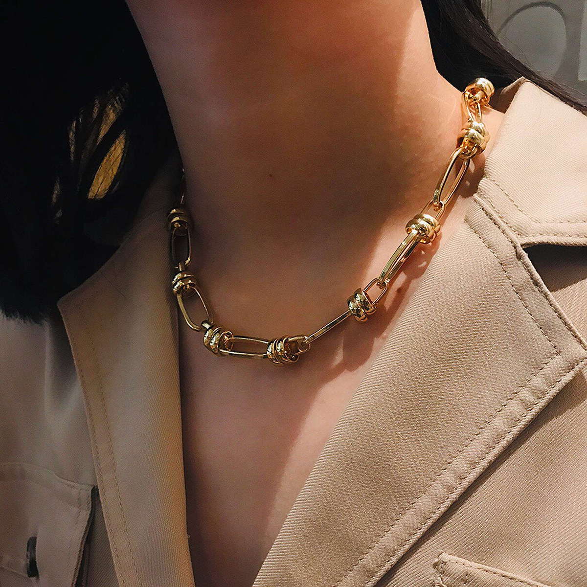 Joke Temperament Metal Hollow Out Necklace Geometry Is Simple