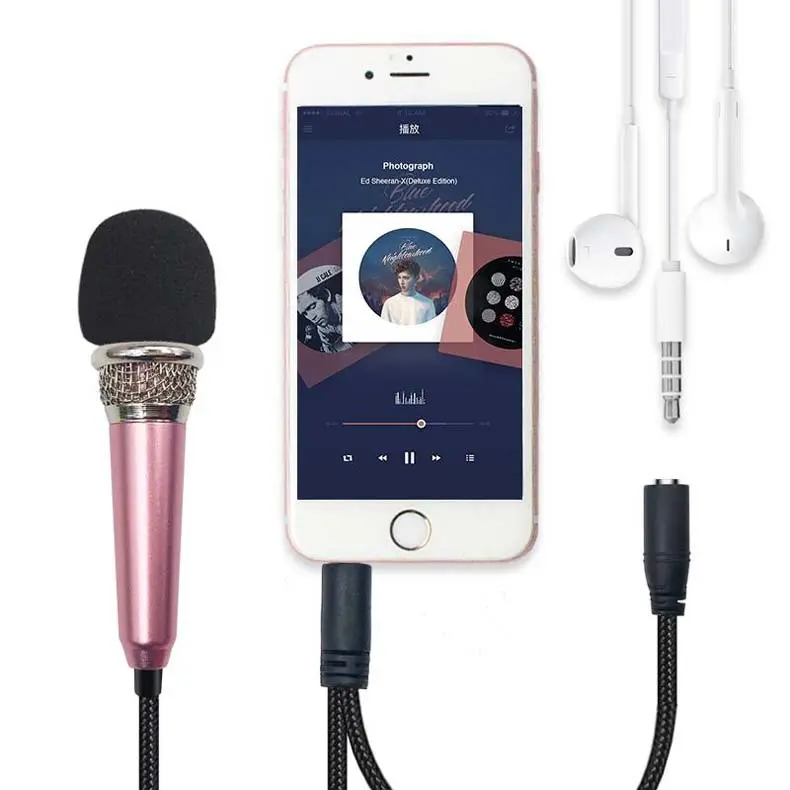 Mini Karaoke Condenser Wired 3.5mm Microphone Mic Mobile Phone