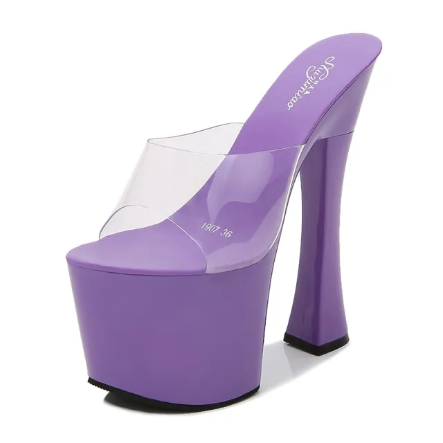 Hate Tiangao Nightclub Super High Heels Slippers Women Work Shoes Catwalk Pole Dance Shoes Waterproof Platform Purple - Shop at LoveMi